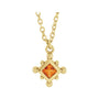 Sapphire Row Natural Gemstone Beaded Princess Bezel Necklace - Citrine, 14K Yellow Gold