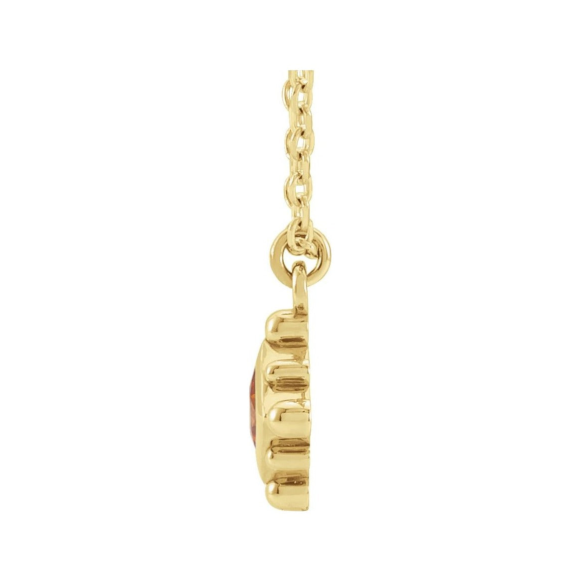 Sapphire Row Natural Gemstone Beaded Princess Bezel Necklace - Citrine, 14K Yellow Gold (view 2)