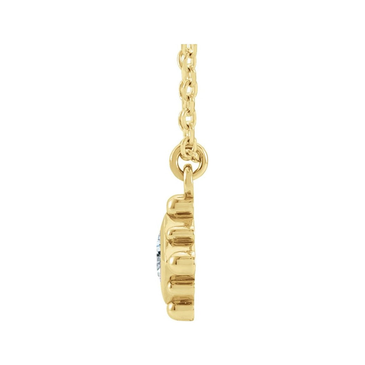 Sapphire Row Natural Gemstone Beaded Princess Bezel Necklace - Diamond, 14K Yellow Gold (view 2)