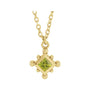 Sapphire Row Natural Gemstone Beaded Princess Bezel Necklace - Peridot, 14K Yellow Gold