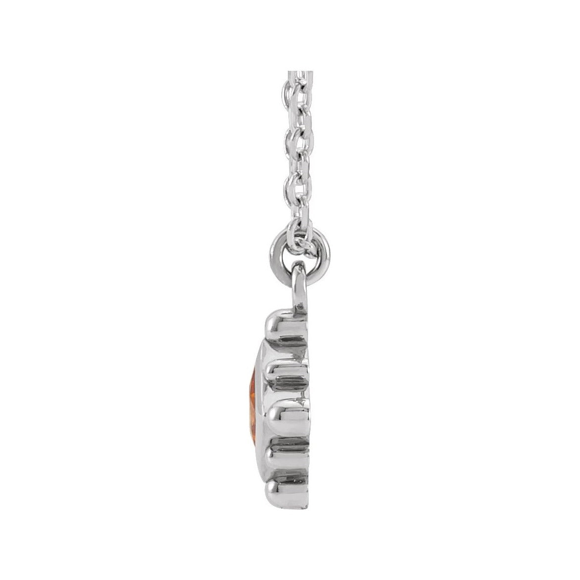 Sapphire Row Natural Gemstone Beaded Princess Bezel Necklace - Citrine, 14K White Gold (view 2)