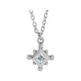Sapphire Row Natural Gemstone Beaded Princess Bezel Necklace - Diamond, 14K White Gold