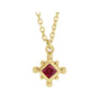 Sapphire Row Lab-Grown Gemstone Beaded Princess Bezel Necklace - Ruby, 14K Yellow Gold