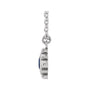 Sapphire Row Lab-Grown Gemstone Beaded Princess Bezel Necklace - Blue Sapphire, 14K White Gold (view 2)