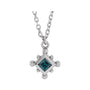 Sapphire Row Lab-Grown Gemstone Beaded Princess Bezel Necklace - Alexandrite, 14K White Gold