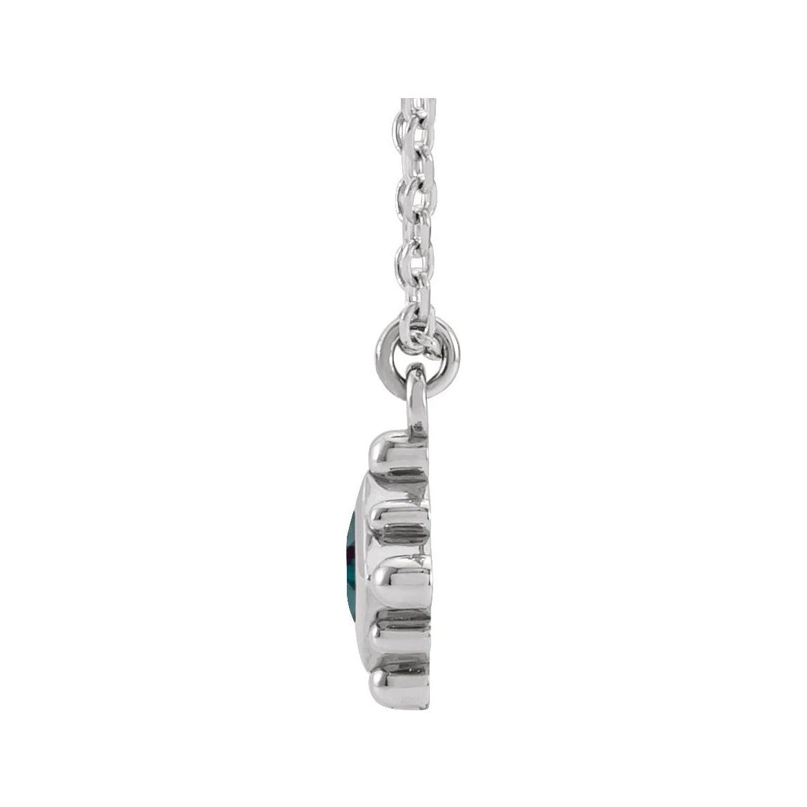 Sapphire Row Lab-Grown Gemstone Beaded Princess Bezel Necklace - Alexandrite, 14K White Gold (view 2)