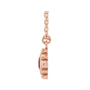 Sapphire Row Lab-Grown Gemstone Beaded Princess Bezel Necklace - Ruby, 14K Rose Gold (view 2)