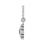 Sapphire Row Lab-Grown Gemstone Beaded Princess Bezel Necklace - Ruby, 14K White Gold (view 2)