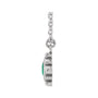 Sapphire Row Lab-Grown Gemstone Beaded Princess Bezel Necklace - Emerald, 14K White Gold (view 2)