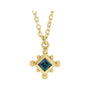 Sapphire Row Lab-Grown Gemstone Beaded Princess Bezel Necklace - Alexandrite, 14K Yellow Gold