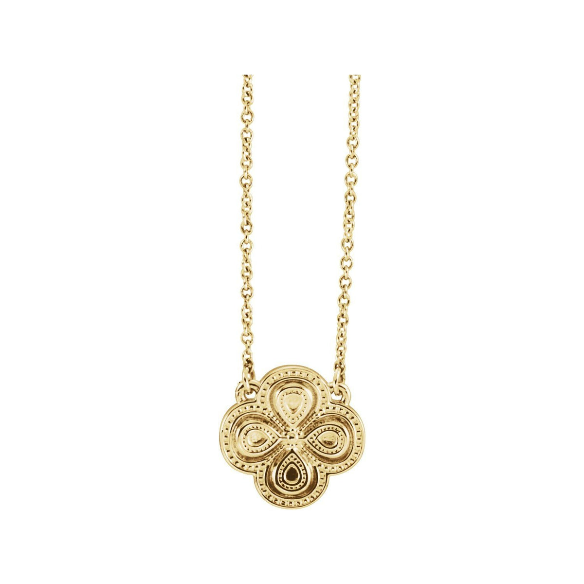 Sapphire Row Gold Clover Necklace - 14K Yellow Gold