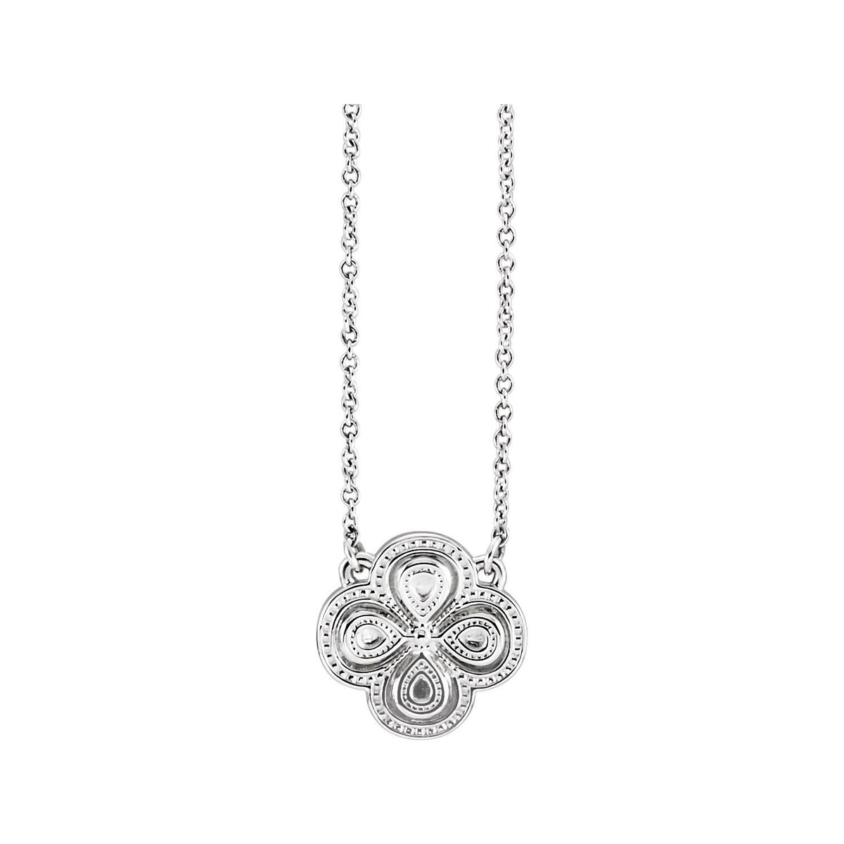 Sapphire Row Gold Clover Necklace - Platinum