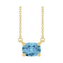 Sapphire Row Natural Gemstone East-West Solitaire Necklace - Sky Blue Topaz, 14K Yellow Gold
