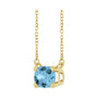 Sapphire Row Natural Gemstone East-West Solitaire Necklace - Sky Blue Topaz, 14K Yellow Gold (view 2)
