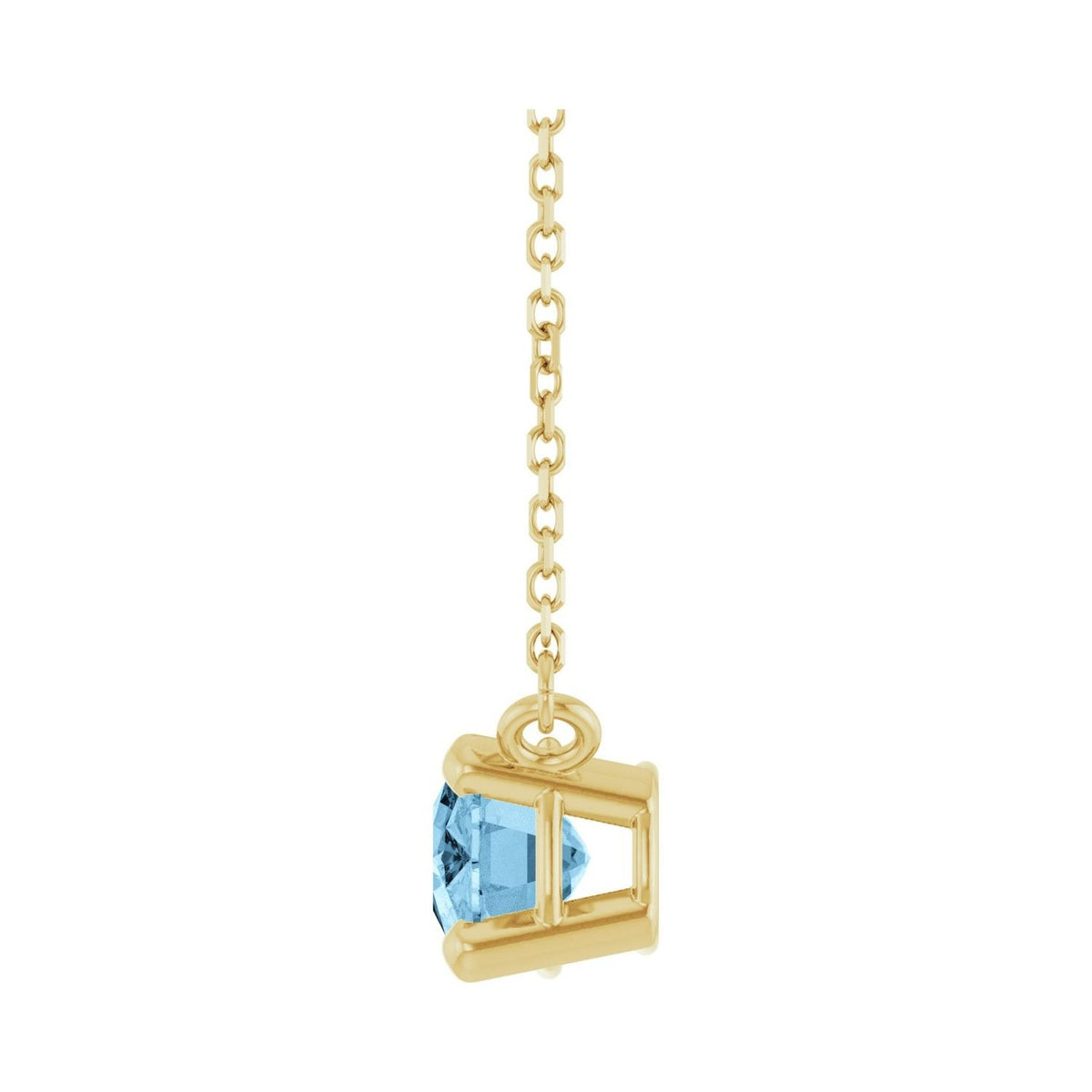 Sapphire Row Natural Gemstone East-West Solitaire Necklace - Sky Blue Topaz, 14K Yellow Gold (view 3)