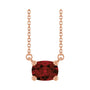 Sapphire Row Natural Gemstone East-West Solitaire Necklace - Mozambique Garnet, 14K Rose Gold