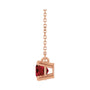 Sapphire Row Natural Gemstone East-West Solitaire Necklace - Mozambique Garnet, 14K Rose Gold (view 3)