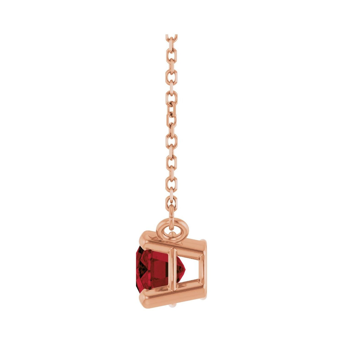 Sapphire Row Natural Gemstone East-West Solitaire Necklace - Mozambique Garnet, 14K Rose Gold (view 3)