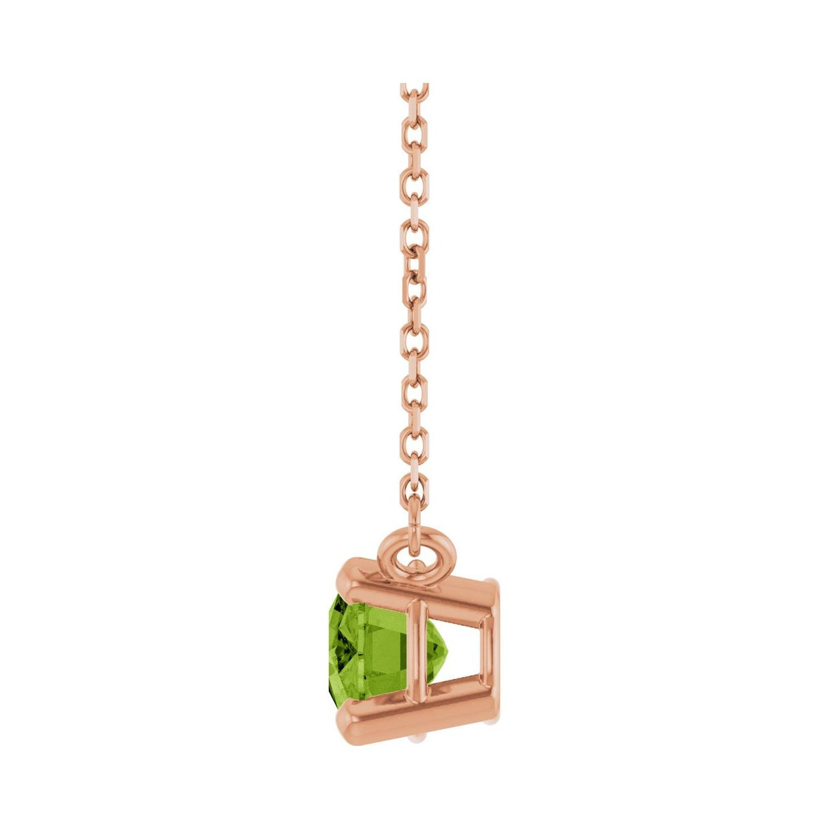 Sapphire Row Natural Gemstone East-West Solitaire Necklace - Peridot, 14K Rose Gold (view 3)