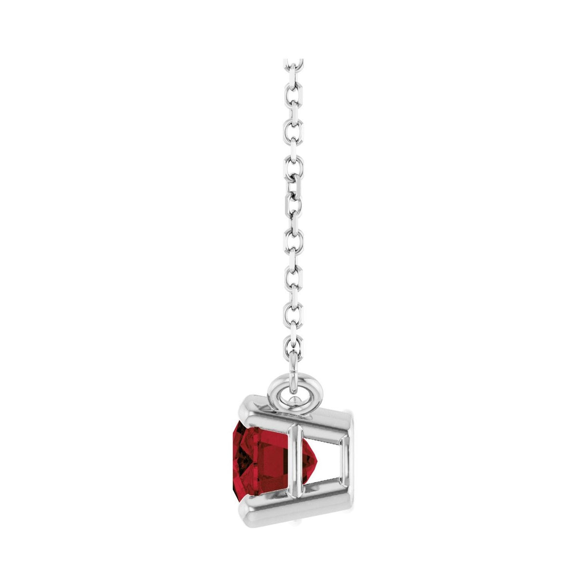 Sapphire Row Natural Gemstone East-West Solitaire Necklace - Mozambique Garnet, Platinum (view 3)