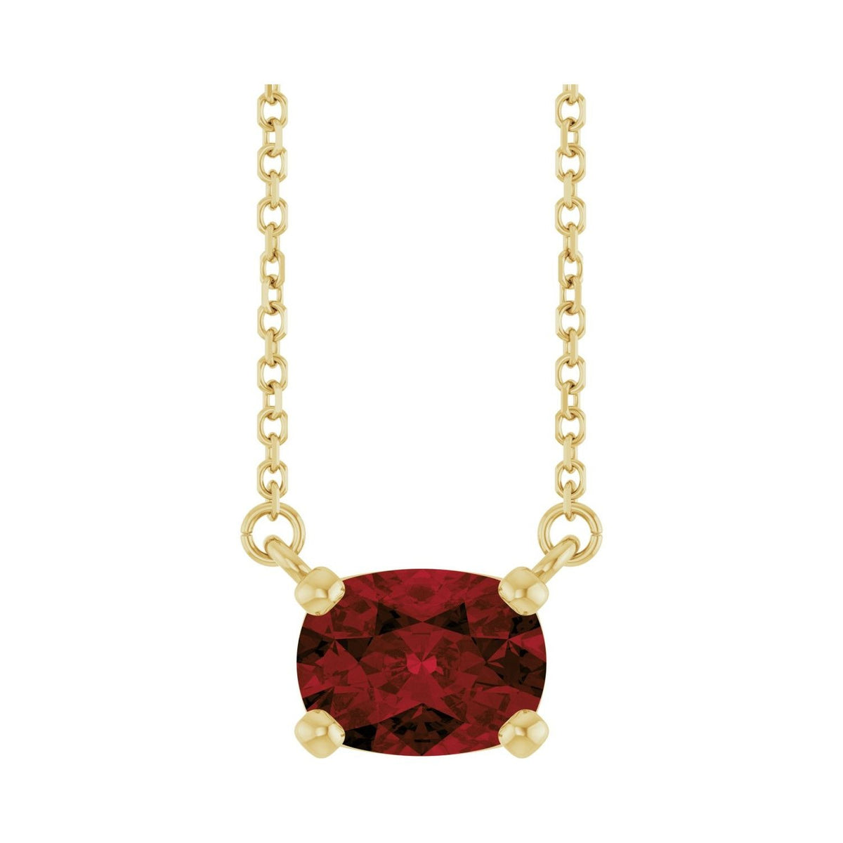 Sapphire Row Natural Gemstone East-West Solitaire Necklace - Mozambique Garnet, 14K Yellow Gold