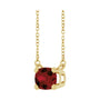 Sapphire Row Natural Gemstone East-West Solitaire Necklace - Mozambique Garnet, 14K Yellow Gold (view 2)