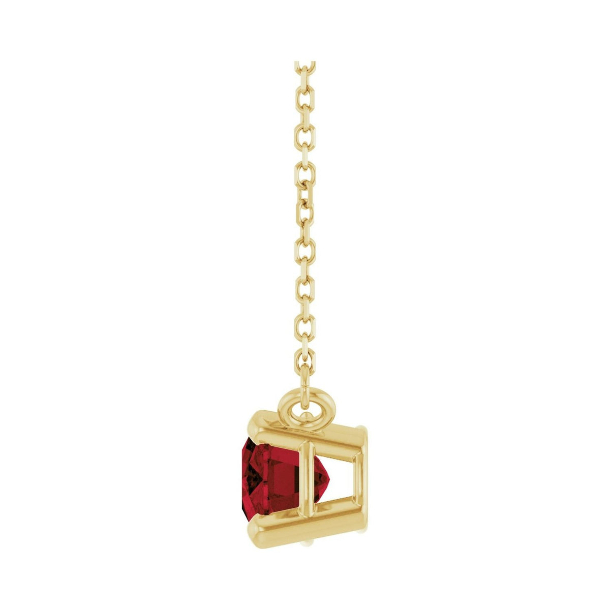 Sapphire Row Natural Gemstone East-West Solitaire Necklace - Mozambique Garnet, 14K Yellow Gold (view 3)