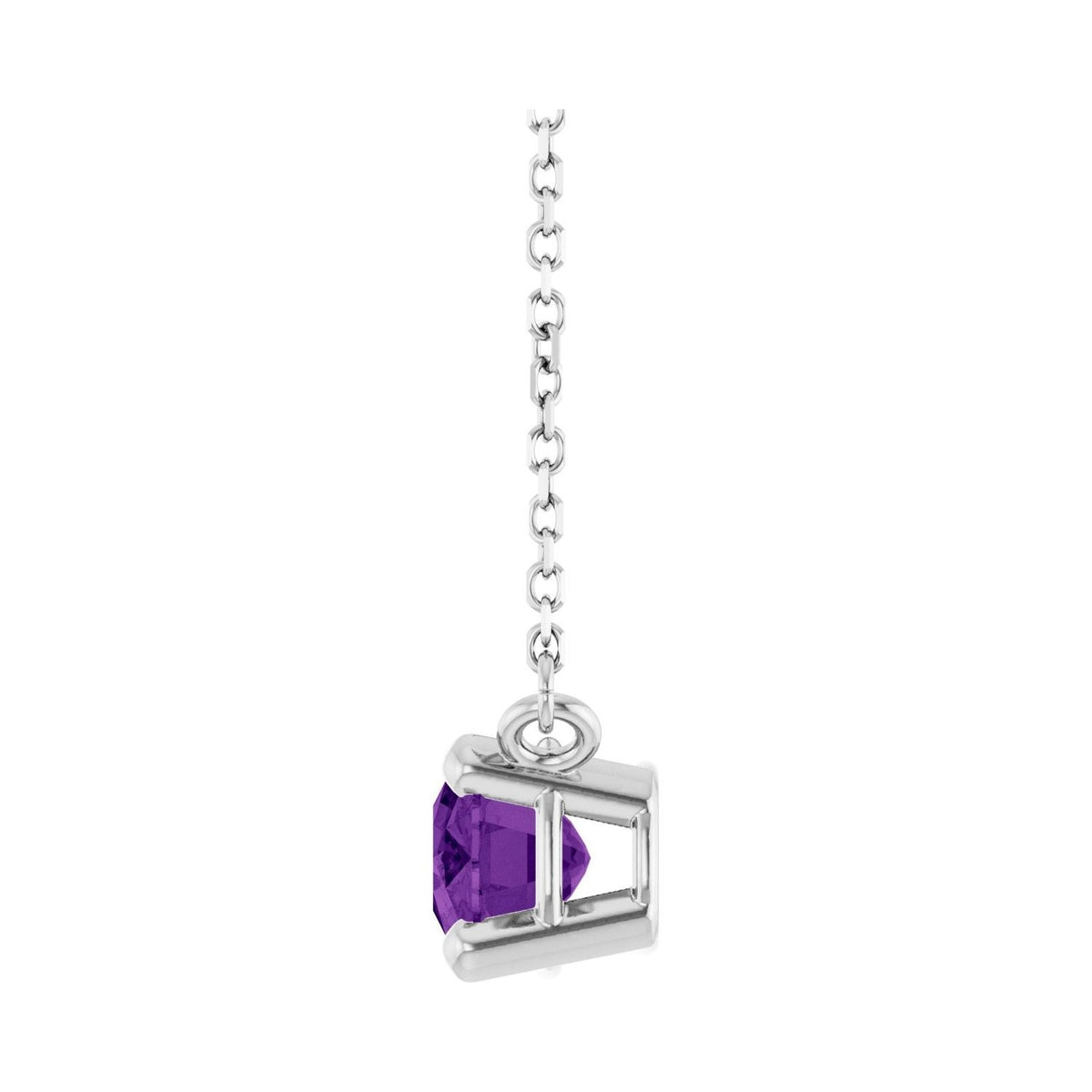 Sapphire Row Natural Gemstone East-West Solitaire Necklace - Amethyst, Platinum (view 3)