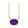 Sapphire Row Natural Gemstone East-West Solitaire Necklace - Amethyst, 14K Yellow Gold