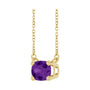 Sapphire Row Natural Gemstone East-West Solitaire Necklace - Amethyst, 14K Yellow Gold (view 2)