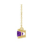 Sapphire Row Natural Gemstone East-West Solitaire Necklace - Amethyst, 14K Yellow Gold (view 3)