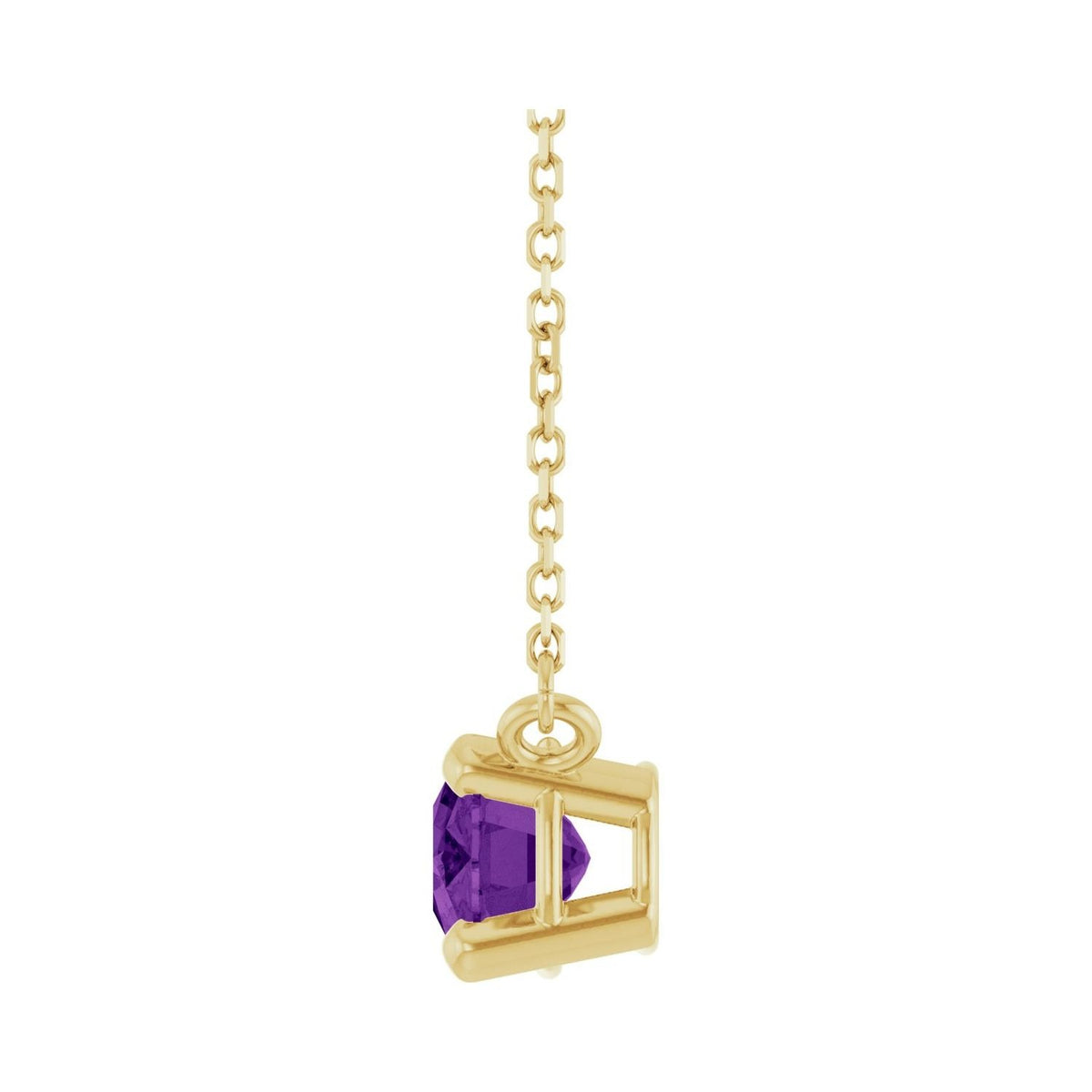 Sapphire Row Natural Gemstone East-West Solitaire Necklace - Amethyst, 14K Yellow Gold (view 3)