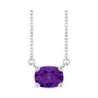 Sapphire Row Natural Gemstone East-West Solitaire Necklace - Amethyst, 14K White Gold