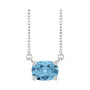 Sapphire Row Natural Gemstone East-West Solitaire Necklace - Sky Blue Topaz, Platinum