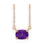 Sapphire Row Natural Gemstone East-West Solitaire Necklace - Amethyst, 14K Rose Gold