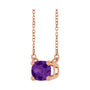 Sapphire Row Natural Gemstone East-West Solitaire Necklace - Amethyst, 14K Rose Gold (view 2)
