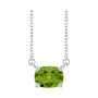 Sapphire Row Natural Gemstone East-West Solitaire Necklace - Peridot, 14K White Gold