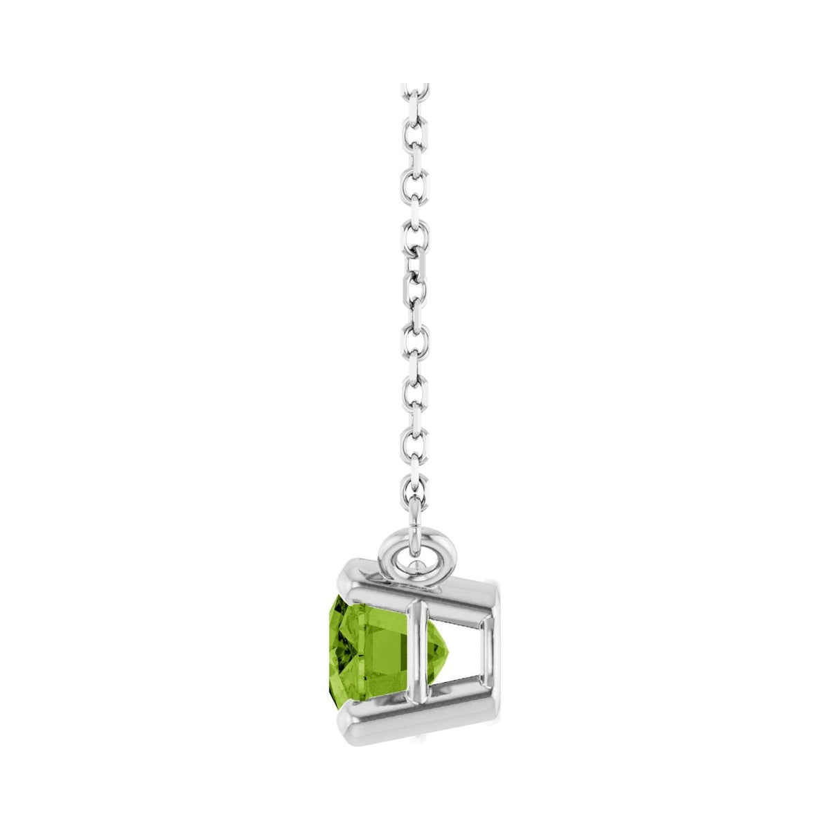 Sapphire Row Natural Gemstone East-West Solitaire Necklace - Peridot, 14K White Gold (view 3)