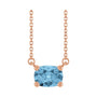 Sapphire Row Natural Gemstone East-West Solitaire Necklace - Sky Blue Topaz, 14K Rose Gold