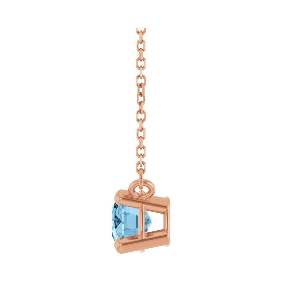 Sapphire Row Natural Gemstone East-West Solitaire Necklace - Sky Blue Topaz, 14K Rose Gold (view 3)