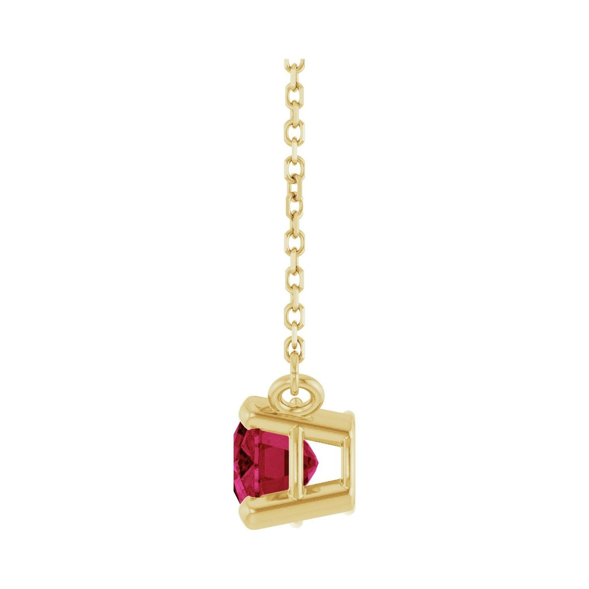 Sapphire Row Lab-Grown Gemstone East-West Solitaire Necklace - Ruby, 14K Yellow Gold (view 3)