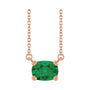 Sapphire Row Lab-Grown Gemstone East-West Solitaire Necklace - Emerald, 14K Rose Gold