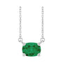 Sapphire Row Lab-Grown Gemstone East-West Solitaire Necklace - Emerald, Platinum