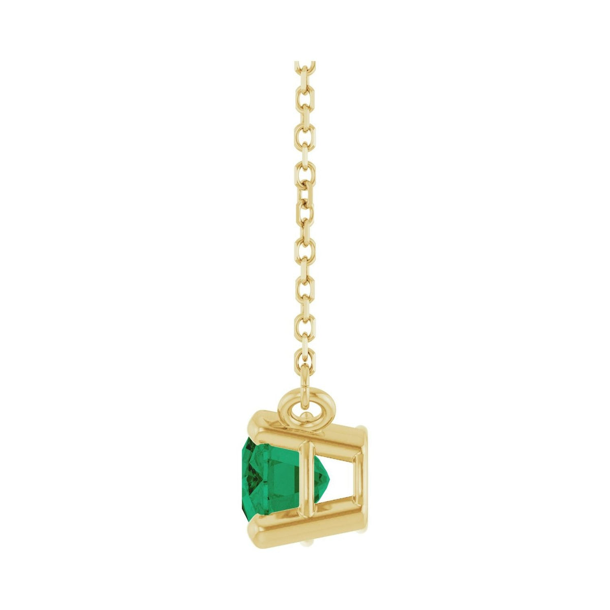 Sapphire Row Lab-Grown Gemstone East-West Solitaire Necklace - Emerald, 14K Yellow Gold (view 3)