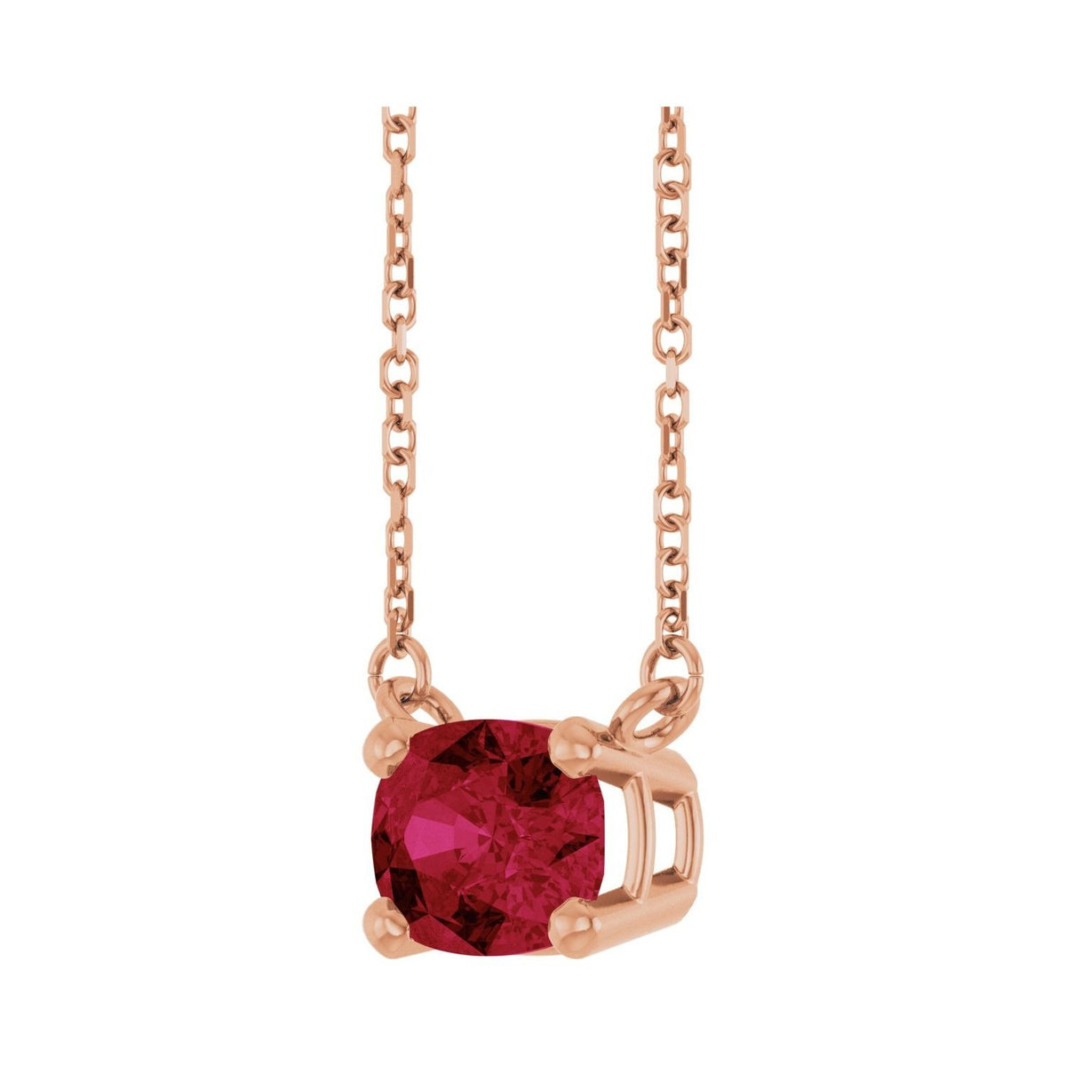 Sapphire Row Lab-Grown Gemstone East-West Solitaire Necklace - Ruby, 14K Rose Gold (view 2)