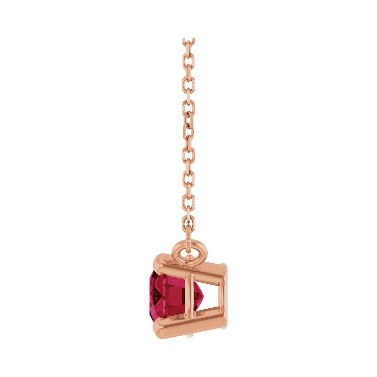 Sapphire Row Lab-Grown Gemstone East-West Solitaire Necklace - Ruby, 14K Rose Gold (view 3)