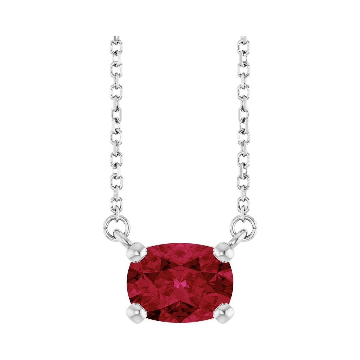 Sapphire Row Lab-Grown Gemstone East-West Solitaire Necklace - Ruby, Platinum