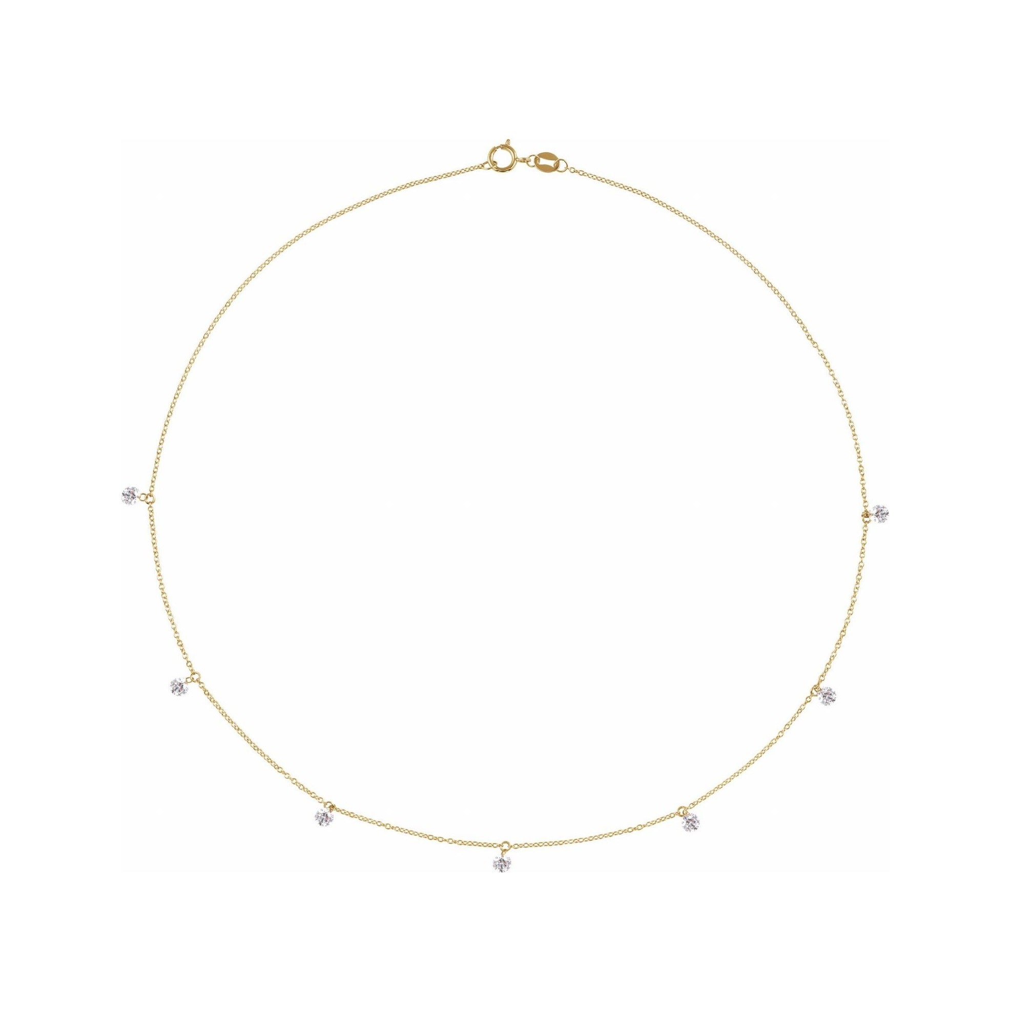 Sapphire Row Lab-Grown Diamond Seven-Stone Station Necklace - 14K Yellow Gold