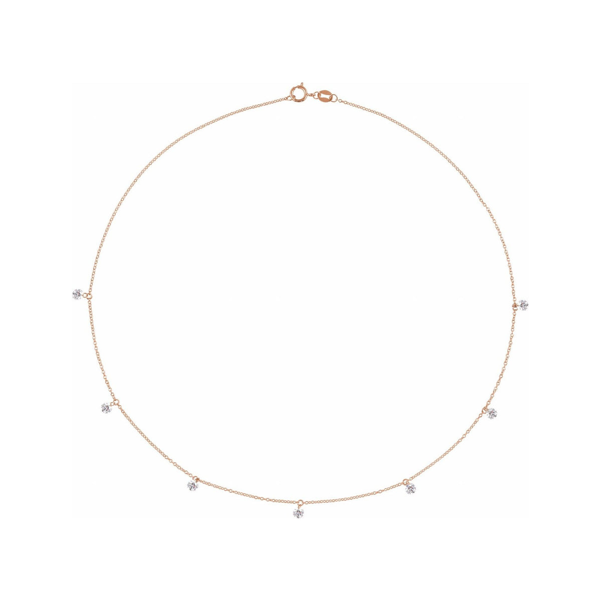Sapphire Row Lab-Grown Diamond Seven-Stone Station Necklace - 14K Rose Gold