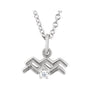 Sapphire Row Natural Diamond Zodiac Necklace - 14K White Gold, Aquarius